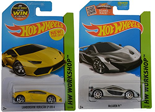 Hot Wheels 2016 Silver McLaren P1 & Lamborghini Huracan LP 6