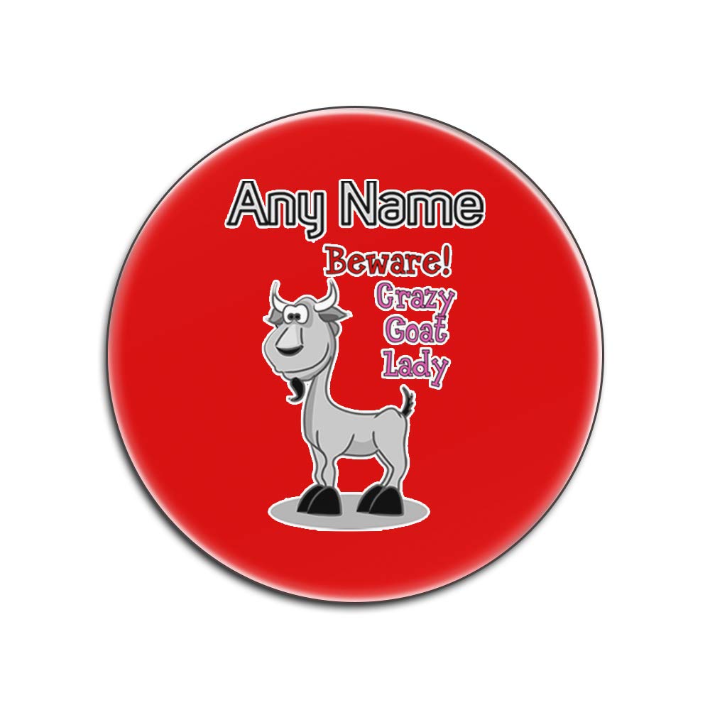 Dessous-de-verre chèvre Crazy Goat Lady, sous-verre rond rouge brillant pour verre