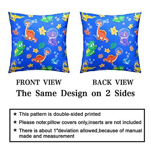 Kwlegh Summer Cute Beach Throw Pillow Covers 18 X 18 Set Of 2 Blue Cartoon Coastal Pillowcase Ocean Square Decorative Pillow Covers Outdoor Decor For Kids Girls Boys #TOP2