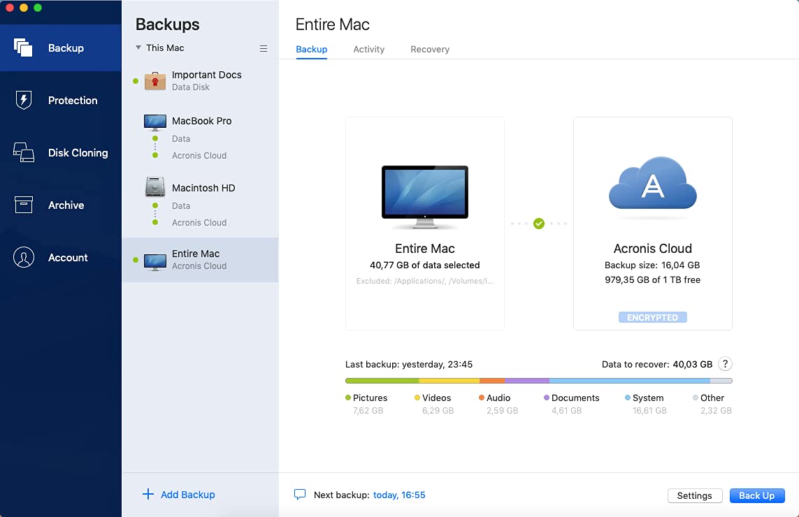 Acronis Cyber Protect Home Office (formerly Acronis True Image) | 3 PC/Mac | Personal cyber protection | Local backup, cloning, recovery, anti-ransomware and more | 1-year
