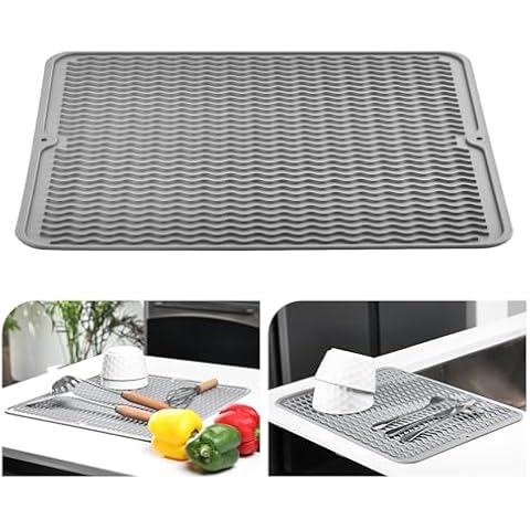 KitchenRaku Silicone Dish Drying Mat Cover