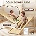 Cofiyard 9-in-1 Swedish Ladder Wall Gym & Climber, 94.5'' Wooden Wall-Mounted Climbing Set with Double-Sided Slide, Swing, Rope, Rings, Monkey Bars, Kids Indoor Playset, Wooden Climbing Jungle Gym
