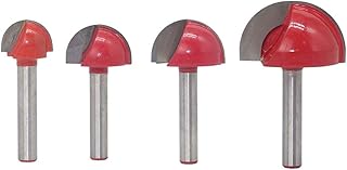 Saiper 4pcs 6mm Round Nose Cove Core Box Router Bit Double Flute Round Groove Router Bit Woodworking Tool, 16-32mm Cutting Diameter