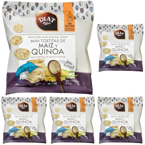 DIAT Radisson Mini Tortitas de Maíz y Quinoa Sin Gluten | Tortitas ligeras | Snack saludable | Producto Gluten Free | Bajo en grasas |Apto para Veganos | Maíz no GMO (Paquete de 5)