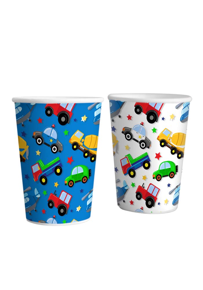 Pack of 20 Vehicle or Transport Theme Paper Cups |Vehicle or Transport Party Supplies