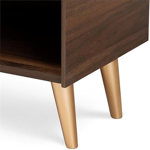 Miniatura 8 de BOWERY HILL Gabinete de almacenamiento de zapatos de entrada de madera de mediados de siglo de 2 puertas en