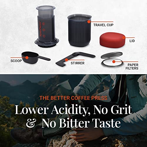 Aeropress Go Portable Travel Coffee Press Kit, 1-3 Cups In A Minute, Coffee, Espresso, & Cold Brew Maker, Manual Coffee Making Machine For Travel, Includes Mug & Lid #TOP3