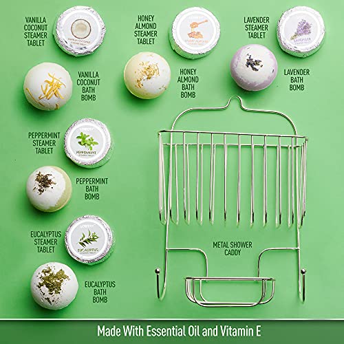 Essential Oil Shower Steamers And Bath Bombs Set - Lavender, Peppermint, Vanilla Coconut, Eucalyptus, Honey Almond Scented Aromatherapy Vaporizing Tablets, Relaxation Gifts For Women, 11Pc #TOP4