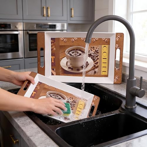 Image of U.P.C Tray Set for Serving Snacks, Multi-Use Nashta Plate & Kitchen's Tea Tray, Perfect Tray Sets for Hosting Guests at Home, Serving Tray Set of 2, Trays for Kitchen. (ROY34)