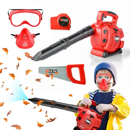 BELLOCHIDDO Toy Leaf Blower for Kids – Pretend Play Series Outdoor Power Tool, Battery Powered Kids Blower, Realistic Sounds and Wind – Gardening Kids Tool Set