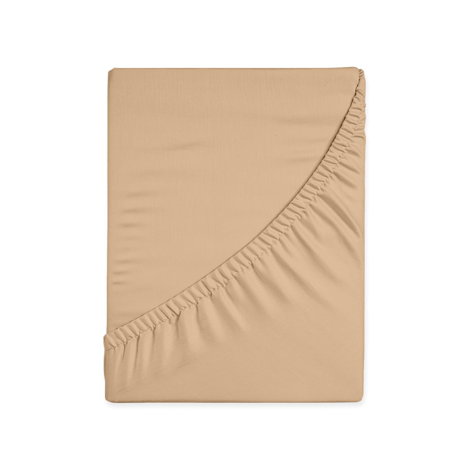 HUNTER BEDDING Pure 100% Cotton King Fitted sheet 400 Thread Count Long Staple Cotton 1PC Fitted Sheet 160x200 cm,Sateen Weave 40cm Deep Fitted Sheets (Baige) — image 1