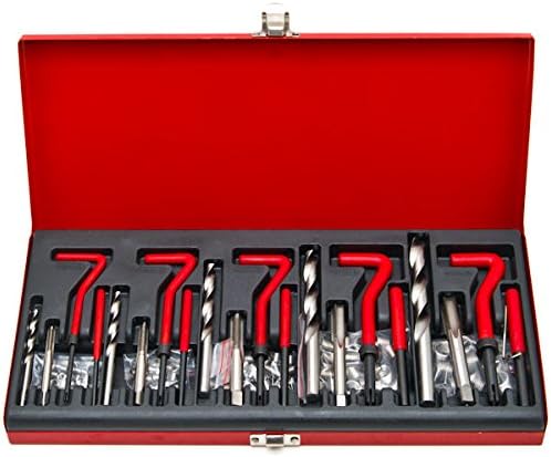 Biltek NPTC-TRS131-1U 131pc Professional Repair Re Kit Restoring Damaged Threads M5-M12, Black