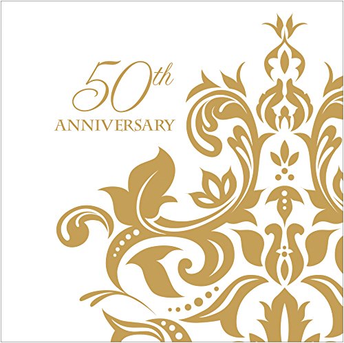 Creative Converting 36 Count 3 Ply 50th Anniversary Beverage Napkins, Golden