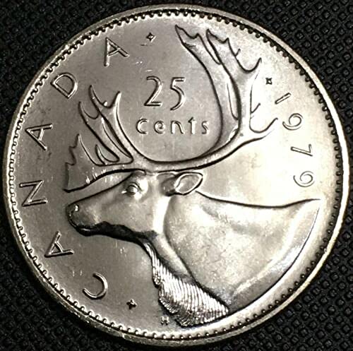 Reindeer Canadian 25-Cent Coin, Diameter 24mm, Random Year, Seven-pin Old Coin