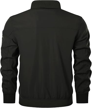 HOOD CREW Men’s Casual Lightweight Bomber Jackets Sportswear Thin Windbreaker with Multi Pockets