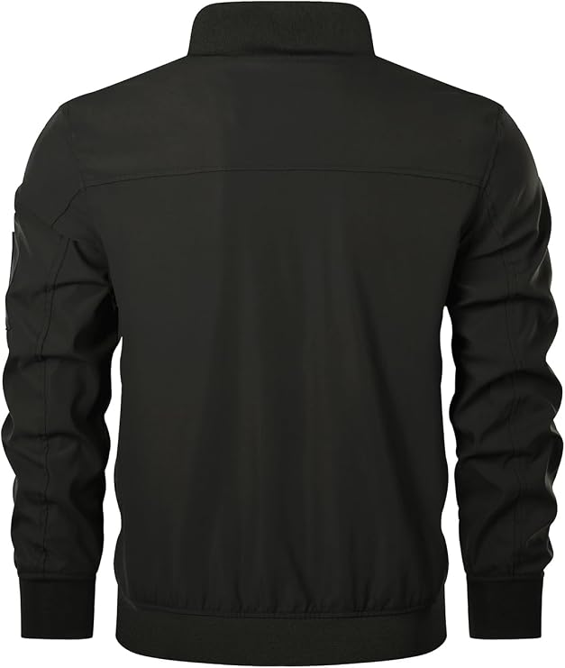 HOOD CREW Men’s Casual Lightweight Bomber Jackets Sportswear Thin Windbreaker with Multi Pockets
