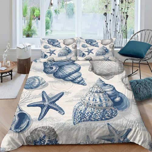 Parure de couette coquillage imprimé 3D durable ensemble de lit simple 140x200