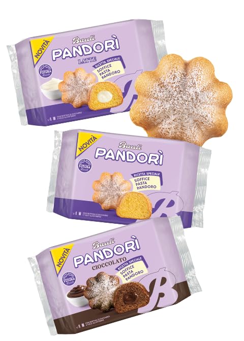 Italian Gourmet Bundle Pandoro Snack Milchcreme 4x 178g + Italian Gourmet Polpa Gratis – Italienisches Gebäck mit Milchfüllung, weiche Pandoro-Küchlein, Snack, Frühstück, Kaffee & Vorrat 712g
