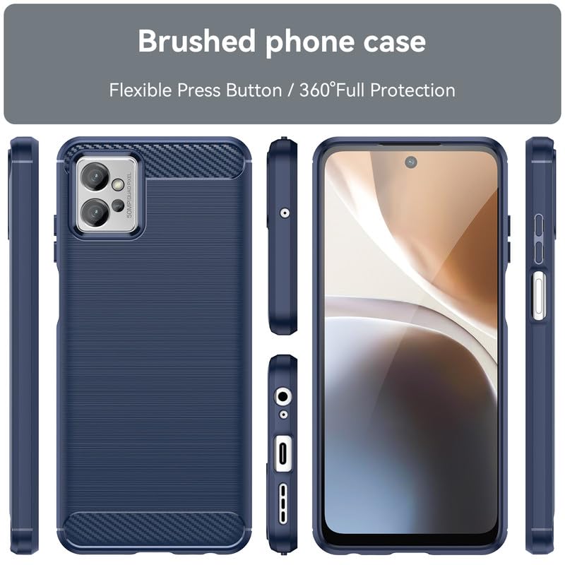 Image of Hybrid Carbon Fiber Back Case for Moto G32 (Blue)