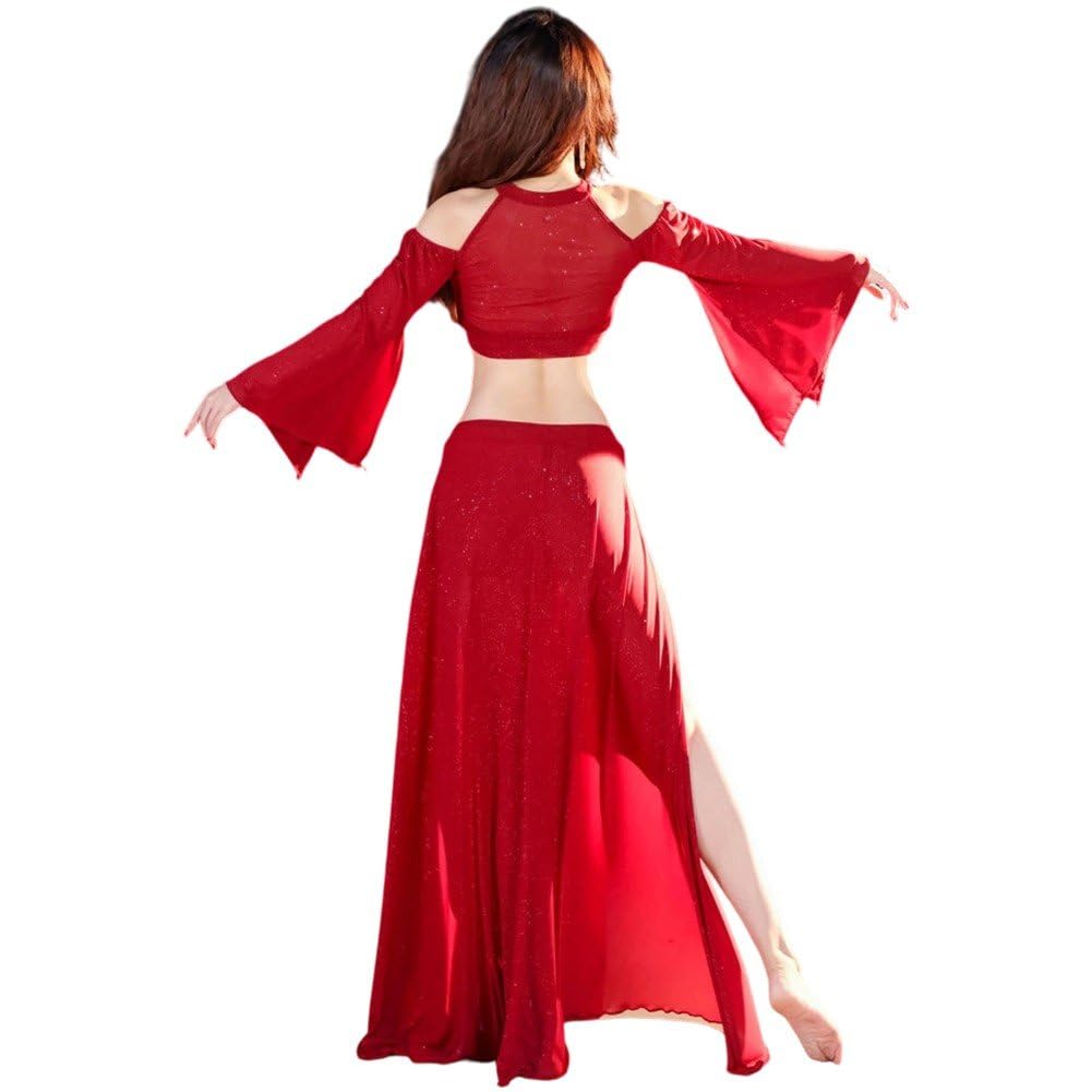Damen-bauchtanzkostüm, Glänzendes -bauchtanzkleid, Bauchtänzerinnenrock, Professionelles Tänzerinnen-Outfit, Tanzbekleidung