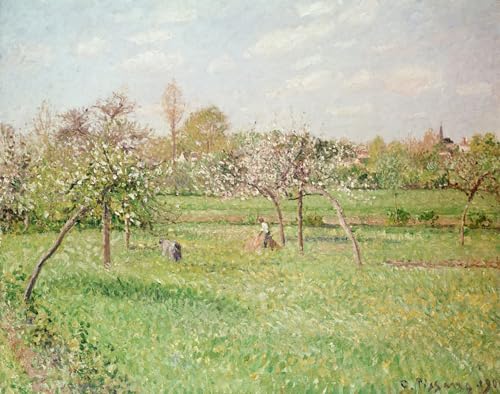Affiche toile Arbres fruitiers au soleil Pissarro - Impression d'art portrait pour mur 60x90cm
