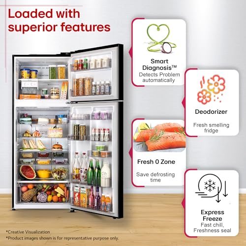 Image of LG 446 L, 1 Star, Door Cooling+, Smart Inverter, Frost-Free Double Door Convertible Refrigerator (GLT4416CCES, Ebony Sheen, Express Freeze, Smart Diagnosis & Deodorizer, 2026 Model)