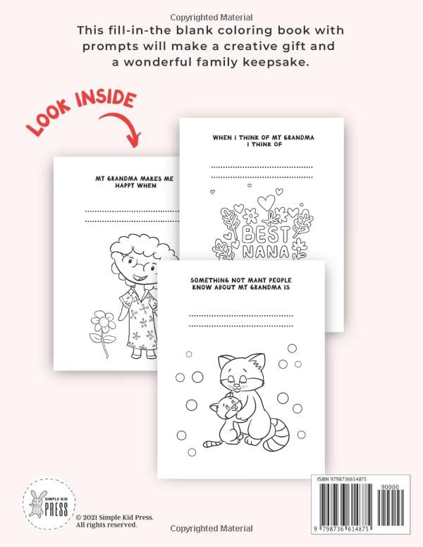 Grandma, I Wrote This Book About You: A Gift From Kids (Grandkids): A Coloring Fill-in-the-Blank Book with Prompts | Mother's Day Customizable Gift (Modern Coloring & Activity Books for Kids) image 3