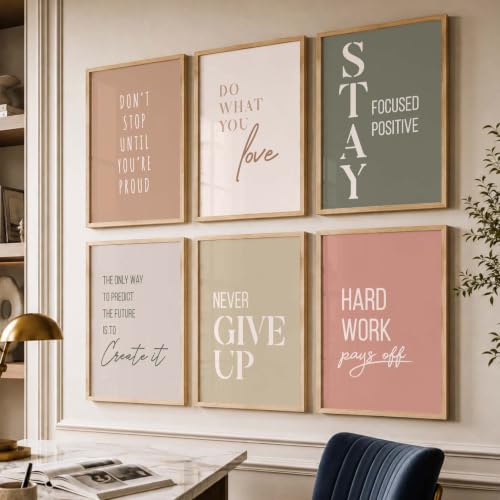 Image of kotart wood Quotes Frames for Wall Decor - Motivational Photo Frame for Wall Decoration - Quotes Wall Poster with Frame for Room and Office - Set of 6, Rectangular, (Art 1, 13X17)