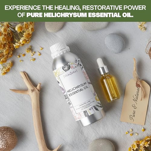 Image of VedaOils Helichrysum Essential Oil 100ml | 100% Pure & Natural Helichrysum Oil | Undiluted Therapeutic Grade Essential Oil for Skin Healing, Aromatherapy, Clear Breathing & Sunburn Relief