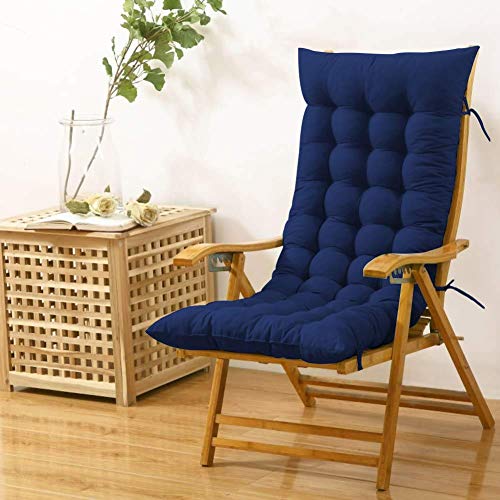 Image of PumPum Super Comfy Long Rocking Chair Cushion /Bench Back Seat Pad - Cotton, Handmade Quilts,(18x48 Inch,Navy Blue)