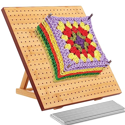 Recopilación de Ganchillos - los más vendidos. 40 Fizocosisto - Tabla de bloqueo de ganchillo de bambú de 11.4 pulgadas, accesorios de ganchillo con 20 pines de acero para tejer ganchillo y granny cuadrados, tabla de bloqueo para...
