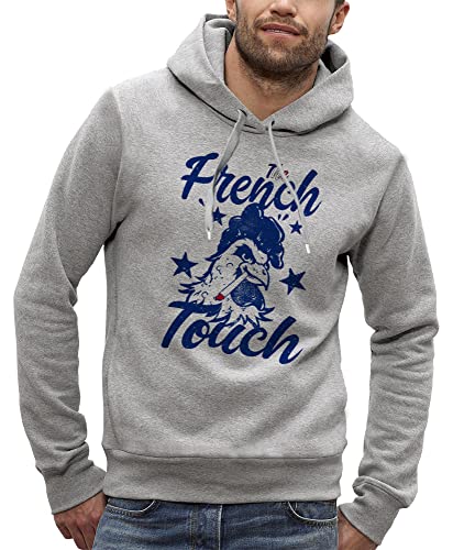 Sweat à capuche The French Touch homme contre le froid pull coq bleu blanc rouge