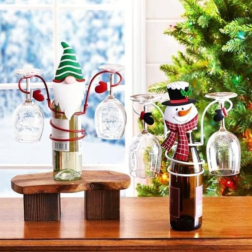 Miniatura 2 de Soporte para copas de vino de Navidad para encimera, metal independiente, adorno único para decoración del hogar y estante de almacenamiento de