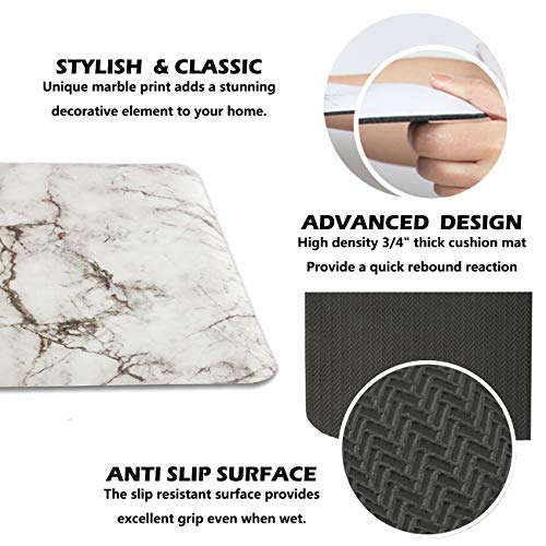 Marble Gray Anti Fatigue Kitchen Mat Nonslip Foam Kitchen Floor Mat Waterproof Cushioned Rugs Comfort Standing Mat for Kitchen Office Computer Desk 20" x 36" 3/4"