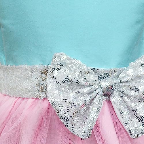 Image of Hopscotch Girls Knee Length Polyester Bow Applique Sleeveless Party Dress in Mint Color