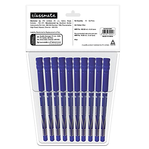 Image of Classmate Octane Neon Gel 25s Jar- 25 Blue Gel Pens Octane Glide- Blue Gel Pens (Pack of 10)