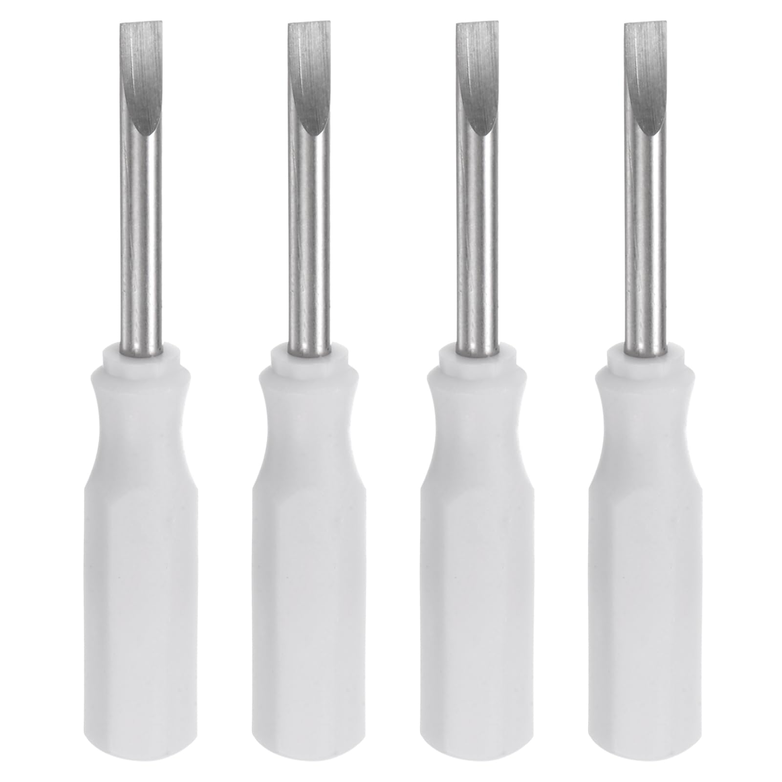 HARFINGTON 4Pcs SL2.5 Mini Slotted Screwdriver 2.5mm Magnetic Flat Head 45mm Length for Small Appliances Repairs, White