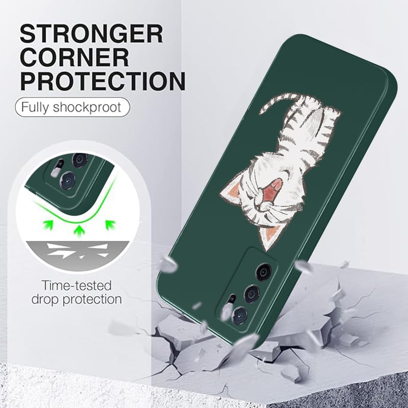 WOKEZ Grön Silikonfodral för Huawei Pura 70 Pro med Kattunge
