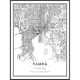 Skanndi Tampa Map Print, Florida FL USA Map Art Poster, Tampa Bay Area, Modern Wall Art, Street Map Artwork 11x14