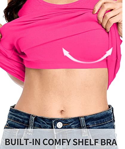 Image of ALove Womens Extra Long Tank Tops with Shelf Bra Ribbed Camisoles Undershirts