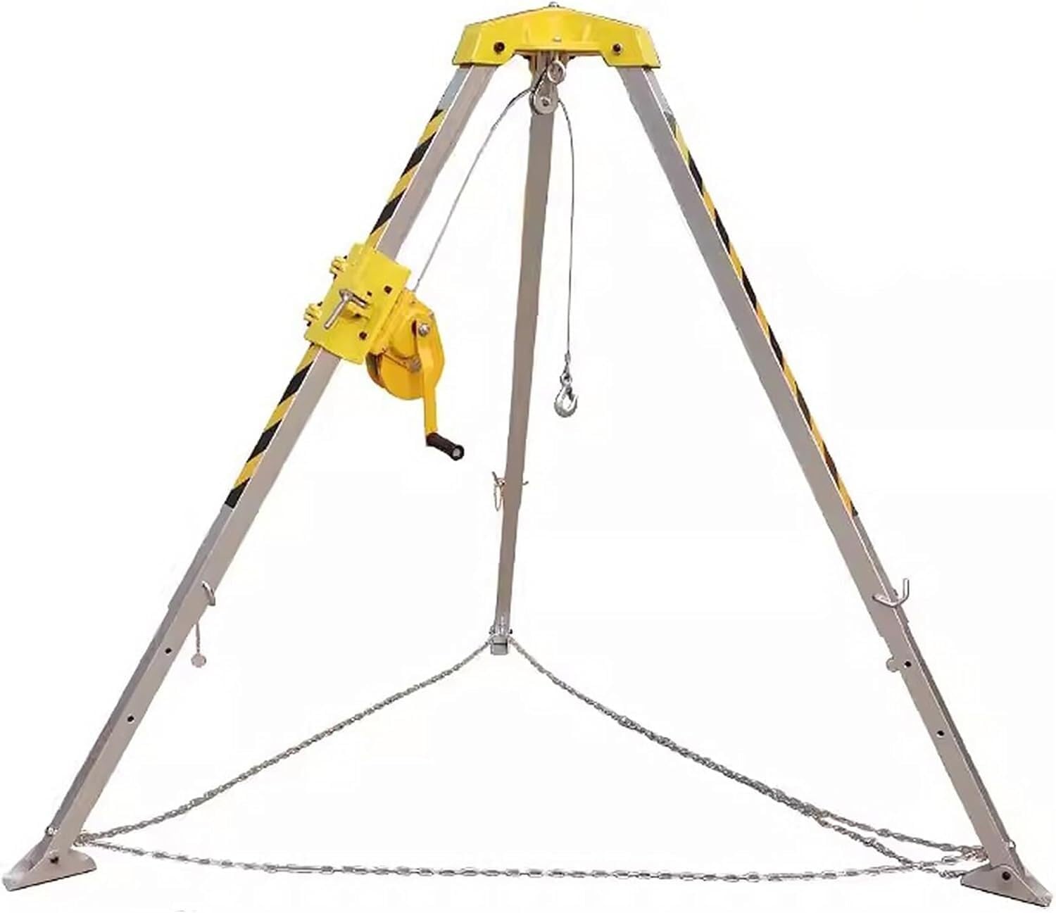 Rescue Tripod Confined Space Safety Tripod Kit Heavy Duty Aluminum Emergency System for Sewage Wells/Tunneling Confined Space Tripod(2600LBS Winch)