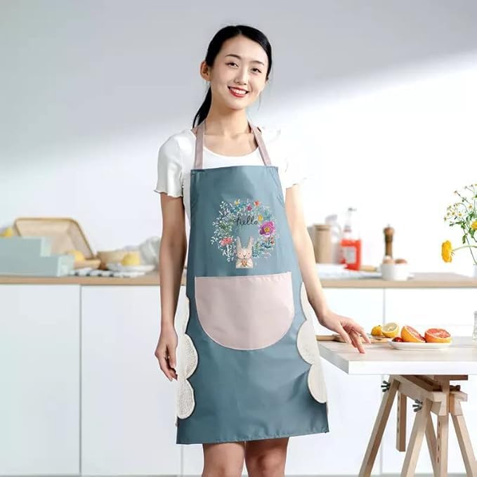 Image of Kitchen Apron for Women with Big Front Pocket Hand-Wiping Waterproof Apron for Kitchen Unique Design Kitchen Accessories items for Home Cooking