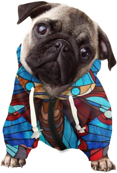 Miniatura 2 de Blue Morpho - Sudadera con capucha para perro, con sombreros, para iglesia gótica, vitrales, ropa de perro de mariposa para perros, abrigo, disfraz