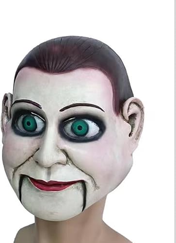 Miniatura 3 de BravoPlay Máscara de marioneta de Billy de película de Halloween para hombre, diseño de silencio muerto de látex, accesorios de miedo, fiesta para