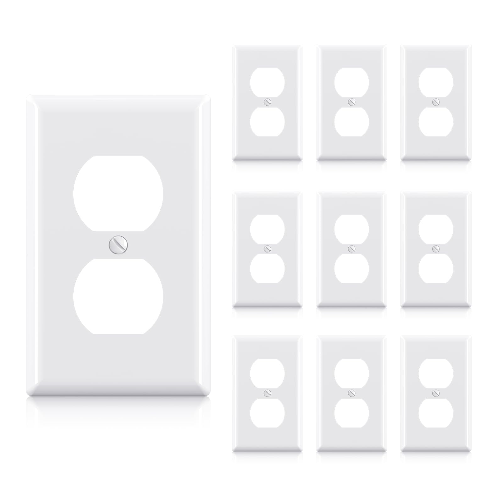 AIDA Screwless Outlet Covers - Matte White (10 Pack) -10