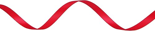 Miniatura 190 de Ribbli - Cinta de satén roja de doble cara, 1 pulgada x 25 yardas, uso para ramo de lazos, envoltura de regalo de Navidad, arreglo floral Rojo