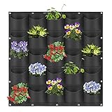 25 Pockets Hanging Planter Bags, Hanging Vertical Wall Mounted Plant Planting Grow Bags, Herb Garden Planter Outdoor Indoor Growing Bag, Gardening Vertical Greening Flower Container(1m×1m, Black)