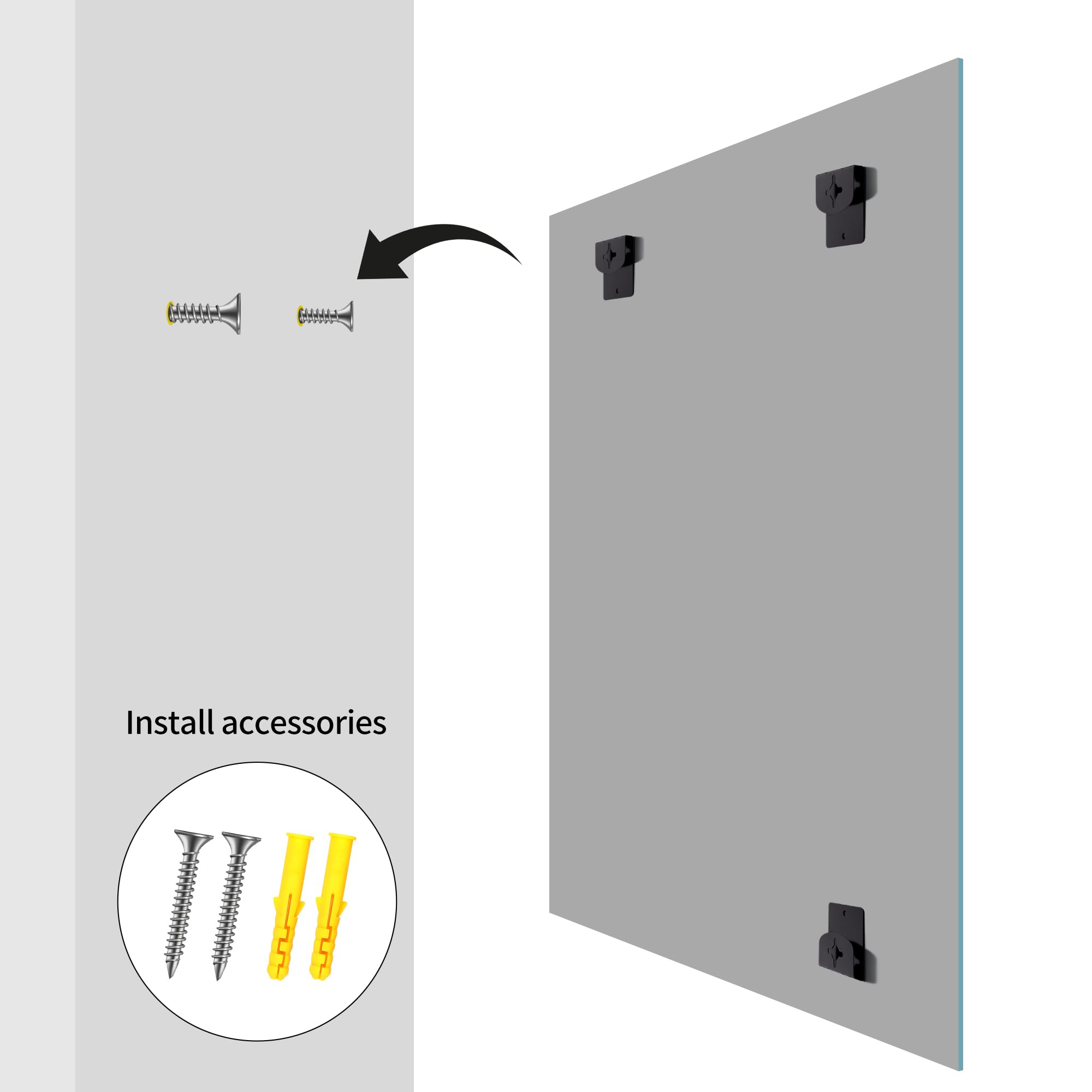 COFENY Miroir sans Cadre, 90 × 60 cm Miroir Mural Rectangulaire avec Bords Polis, Miroir en Verre HD, Upgraded Shatterproof Miroir de Salle de Bain pour Salle de Bain, Chambre et Salon