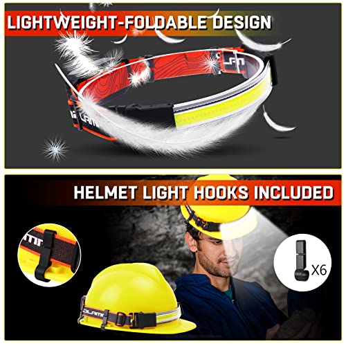 Rechargeable Headlamp,Super Bright 1500 Lumens 6 Modes Head Lamp Led Rechargeable with Tail Red Light,Wide Beam Led Headlamp Waterproof for Adults Outdoor Camping Hiking Hunting Accessories