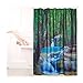 Produktbild Relaxdays Wasserfall, Naturmotiv-Aufdruck, Badewannenvorhang HxB 200x180 cm, bunt Duschvorhang Polyester Waschbar Anti-Schimmel Badezimmer Vorhang, Standard